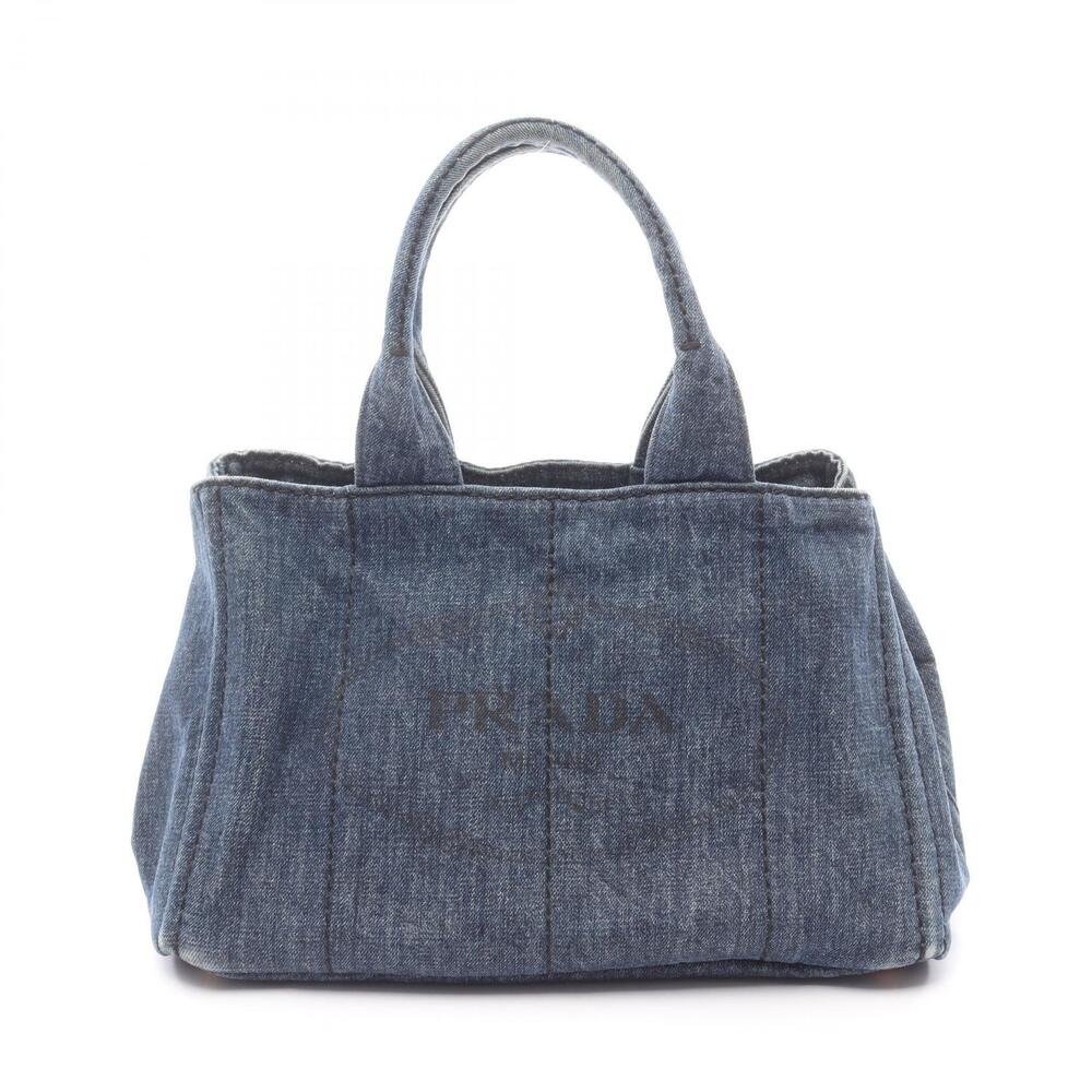 Prada Canapa Tote Bag Denim Navy Blue